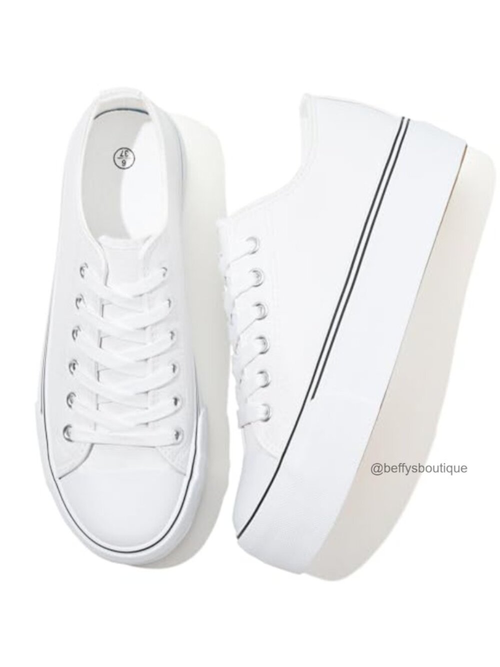 Rominz Women's Platform Sneakers PU Leather Tennis Shoes Lace-Up Non-Slip